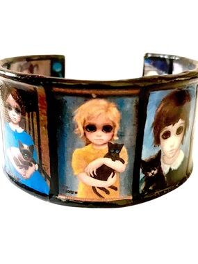 Big Eyes Metal Cuff Bracelet with images of Children by M.Keane
